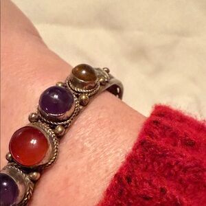 Read*Multi-Stone Silver, brass, copper, mixed metals Bracelet-needs one cabachon